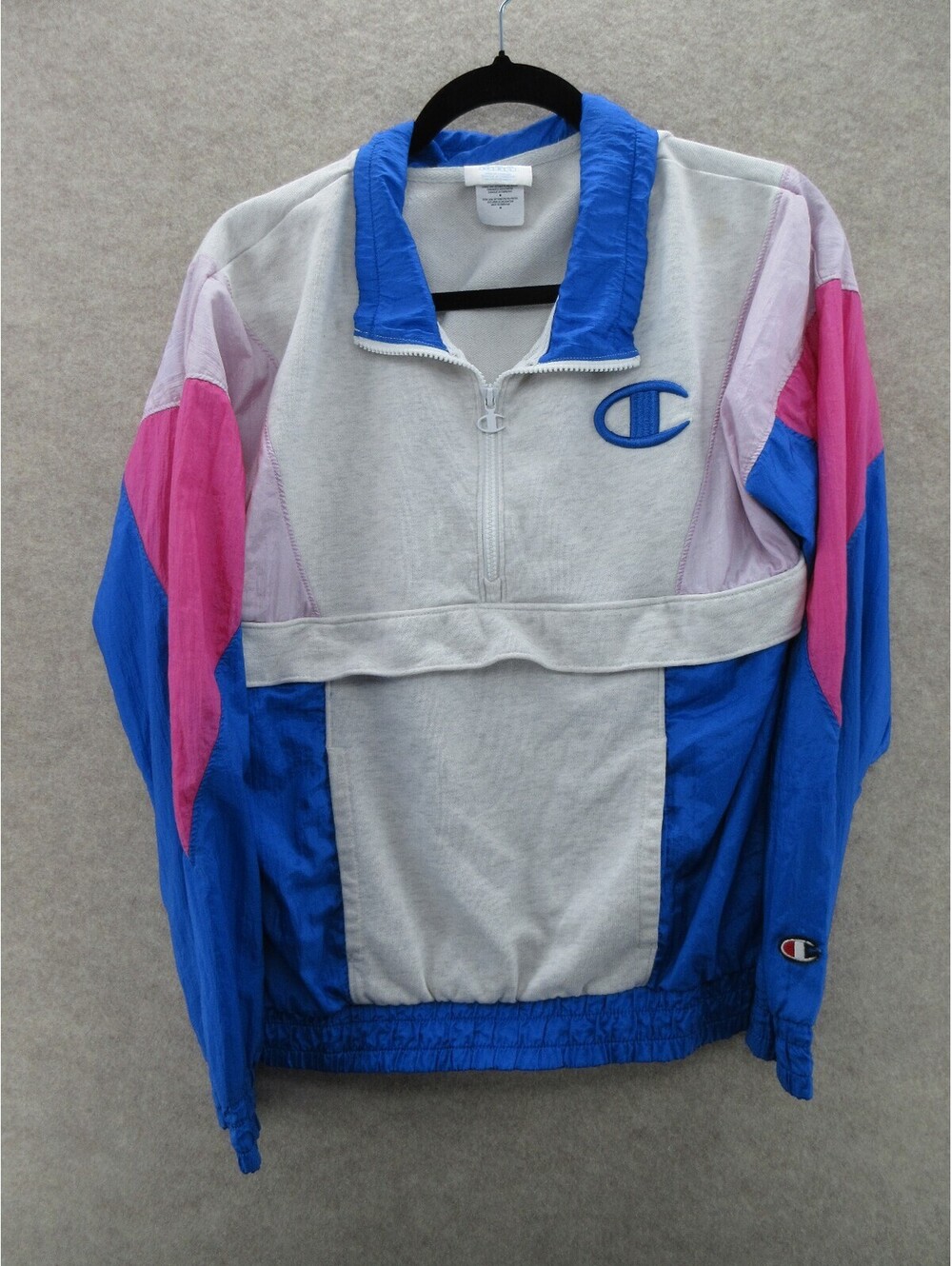 Vintage Champion Colorblock 1/4 Zip Pullover Windbreaker Sweatshirt Medium